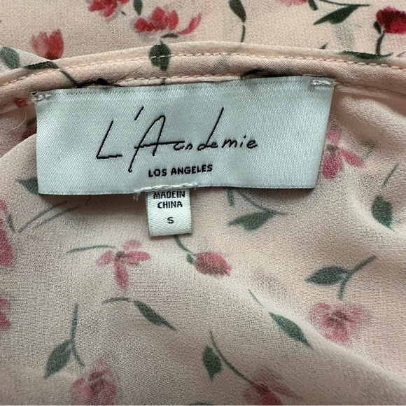 L'ACADEMIE Bell Button Up Top SZ Small Amber Floral Ruffle Feminine EUC - Picture 2 of 9